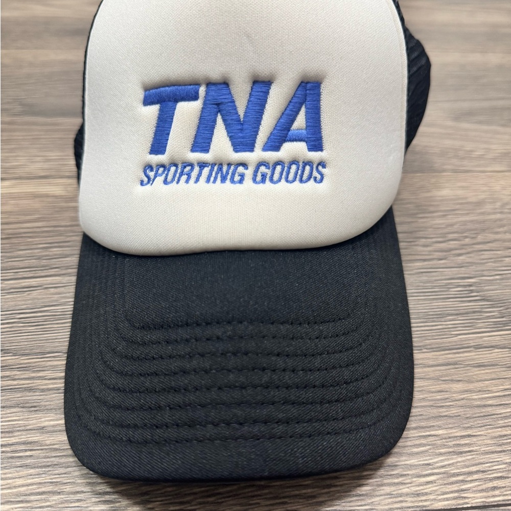Aritzia TNA Black and White Cap with Blue Logo